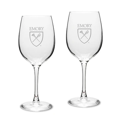 Emory Eagles 16oz. 2-Piece Traditional White Wine Glass Set
