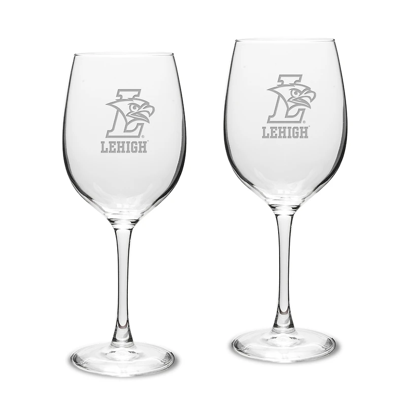 Lehigh Mountain Hawks 16oz. 2-Piece Traditional White Wine Glass Set