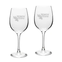 North Texas Mean Green 16oz. 2-Piece Traditional White Wine Glass Set