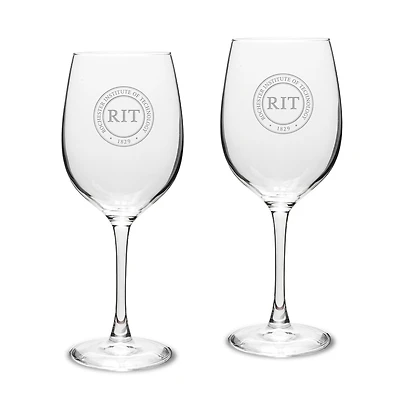Rochester Institute of Technology Tigers 16oz. 2-Piece Traditional White Wine Glass Set
