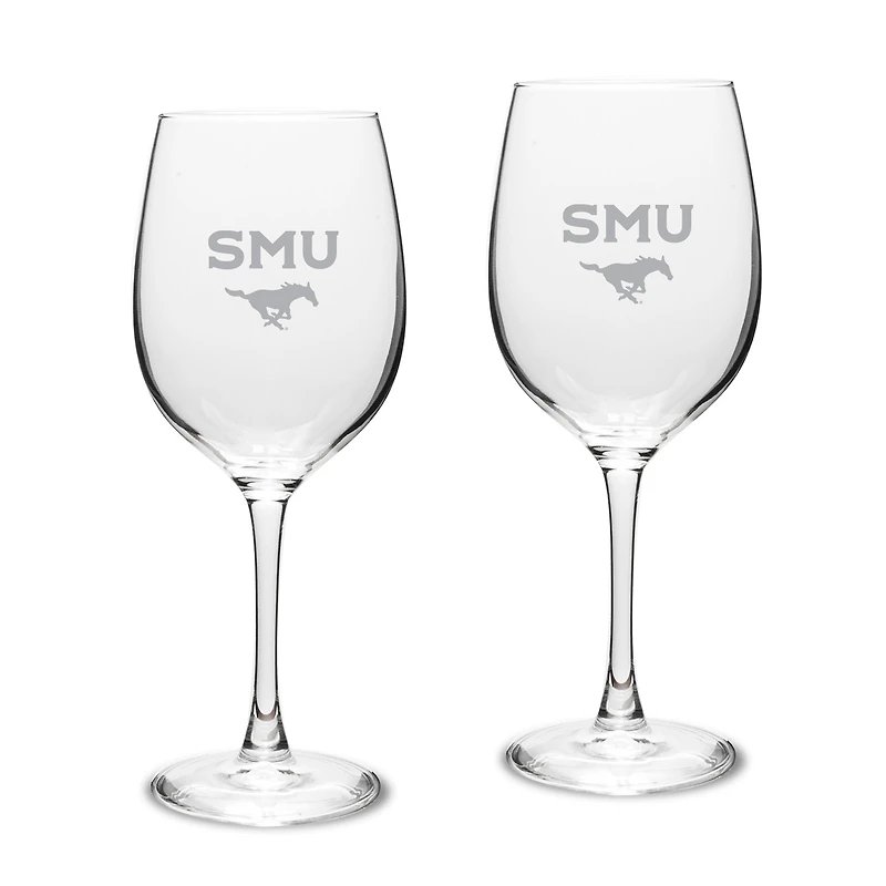 SMU Mustangs 16oz. 2-Piece Traditional White Wine Glass Set