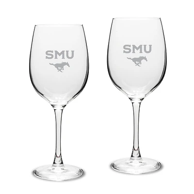 SMU Mustangs 16oz. 2-Piece Traditional White Wine Glass Set