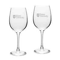 Tulane Green Wave Team 16oz. 2-Piece Traditional White Wine Glass Set