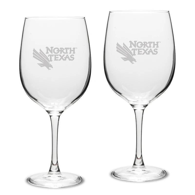 North Texas Mean Green 19oz. 2-Piece Traditional Robusto Red Wine Table Glass Set