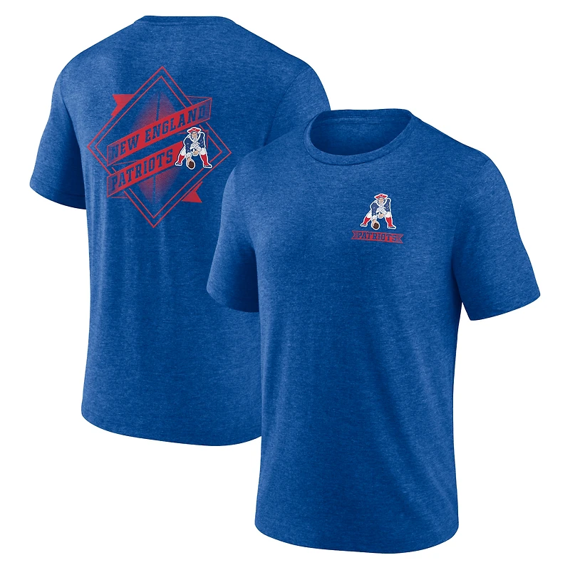Men's Royal New England Patriots Diamond Scroll Tri-Blend T-Shirt