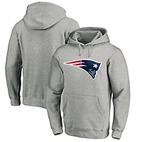 Men's Heather Gray New England Patriots Primary Logo Fitted Pullover Hoodie