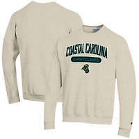 Men's Champion Oatmeal Coastal Carolina Chanticleers Eco Powerblend Crewneck Pullover Sweatshirt