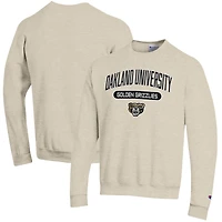 Men's Champion Oatmeal Oakland Golden Grizzlies Eco Powerblend Crewneck Pullover Sweatshirt