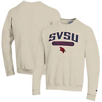 Men's Champion Oatmeal Saginaw Valley State Cardinals Eco Powerblend Crewneck Pullover Sweatshirt