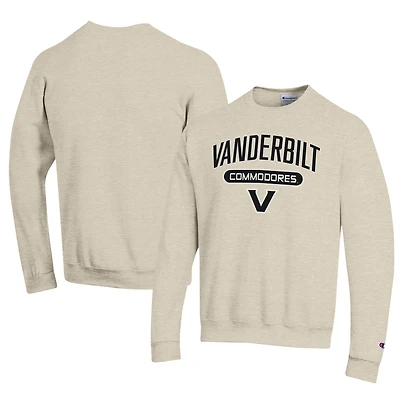Men's Champion Oatmeal Vanderbilt Commodores Eco Powerblend Crewneck Pullover Sweatshirt