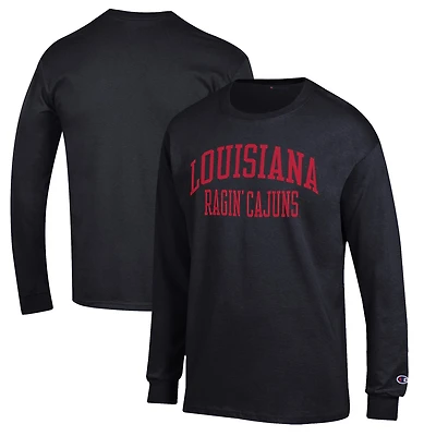 Men's Champion Black Louisiana Ragin' Cajuns Jersey Long Sleeve T-Shirt
