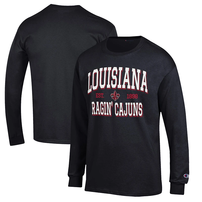 Men's Champion Black Louisiana Ragin' Cajuns Jersey Long Sleeve T-Shirt