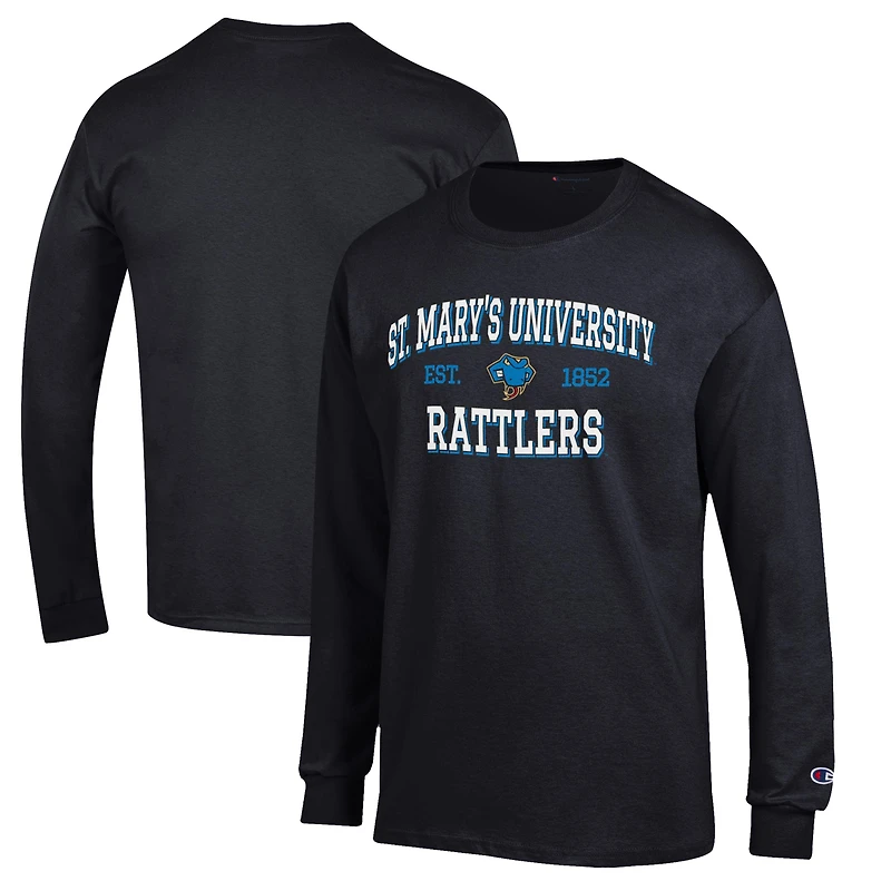 Men's Champion Black St. Mary's University Rattlers Jersey Long Sleeve T-Shirt