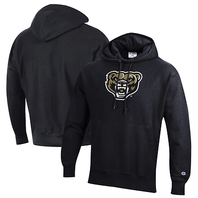 Men's Champion Black Oakland Golden Grizzlies Reverse Weave Pullover Hoodie