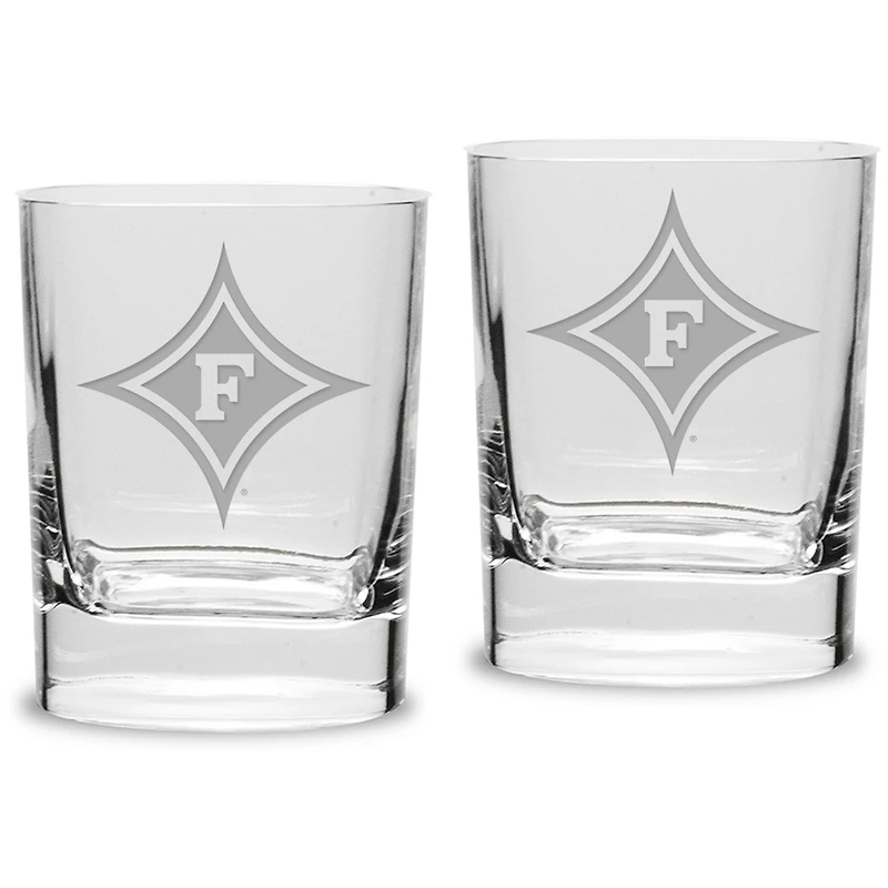Furman Paladins 11.75 oz. 2-Piece Square Double Old Fashion Glass Set