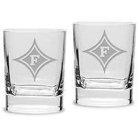 Furman Paladins 11.75 oz. 2-Piece Square Double Old Fashion Glass Set