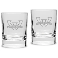 Wayne State Warriors 11.75 oz. 2-Piece Square Double Old Fashion Glass Set