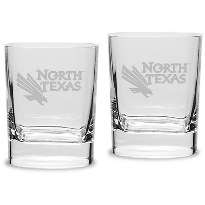 North Texas Mean Green 11.75 oz. 2-Piece Square Double Old Fashion Glass Set