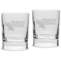 North Texas Mean Green 11.75 oz. 2-Piece Square Double Old Fashion Glass Set