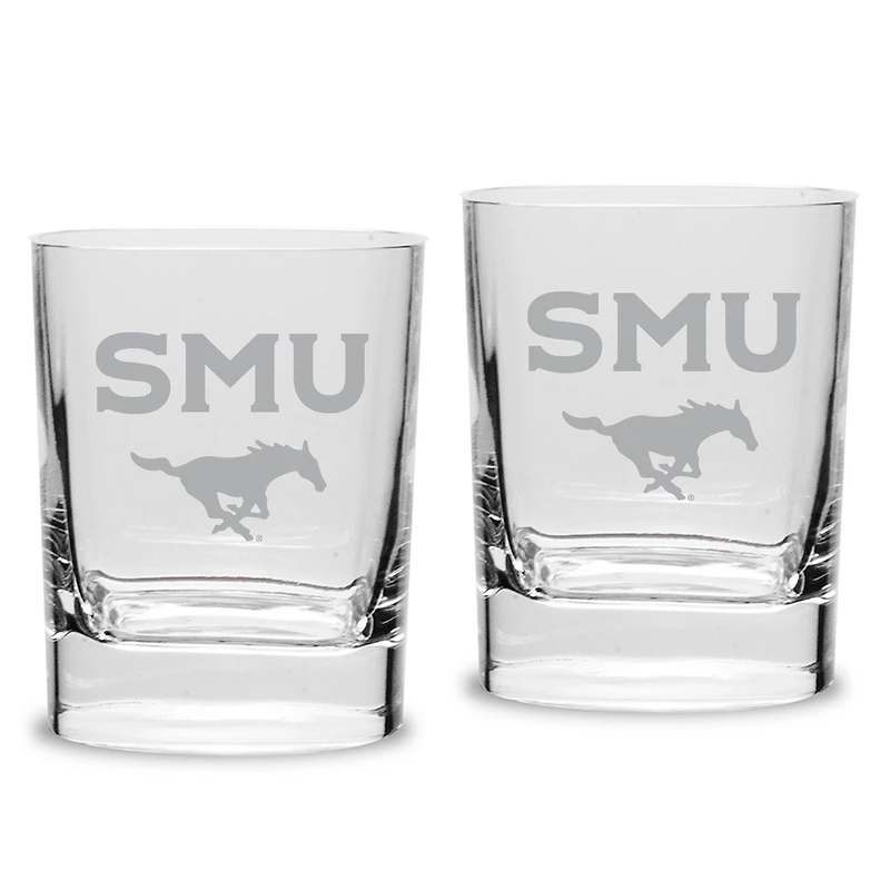 SMU Mustangs 11.75 oz. 2-Piece Square Double Old Fashion Glass Set