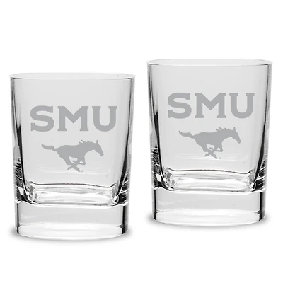 SMU Mustangs 11.75 oz. 2-Piece Square Double Old Fashion Glass Set