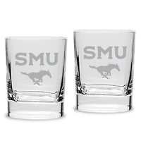 SMU Mustangs 11.75 oz. 2-Piece Square Double Old Fashion Glass Set