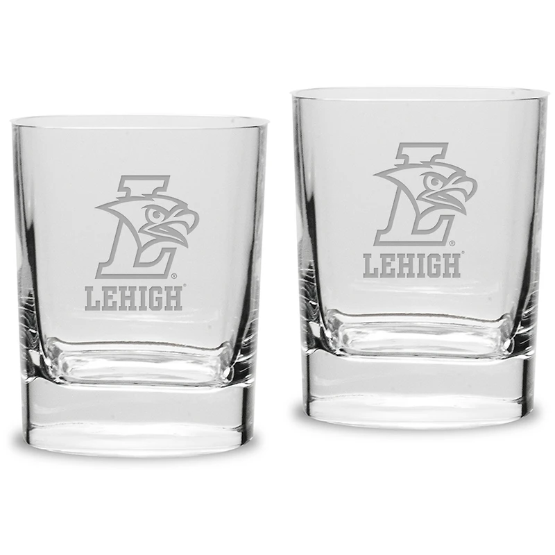 Lehigh Mountain Hawks 11.75 oz. 2-Piece Square Double Old Fashion Glass Set