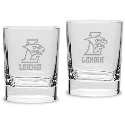 Lehigh Mountain Hawks 11.75 oz. 2-Piece Square Double Old Fashion Glass Set