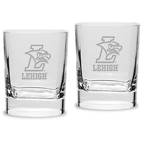 Lehigh Mountain Hawks 11.75 oz. 2-Piece Square Double Old Fashion Glass Set