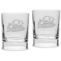 Bucknell Bison 11.75 oz. 2-Piece Square Double Old Fashion Glass Set