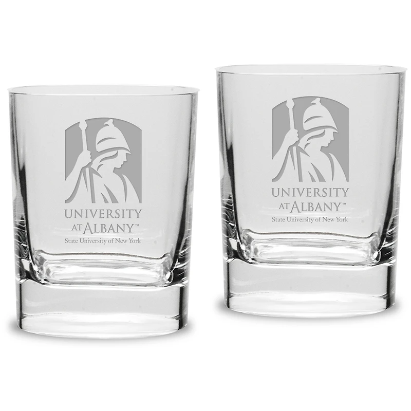 UAlbany Great Danes 11.75 oz. 2-Piece Square Double Old Fashion Glass Set
