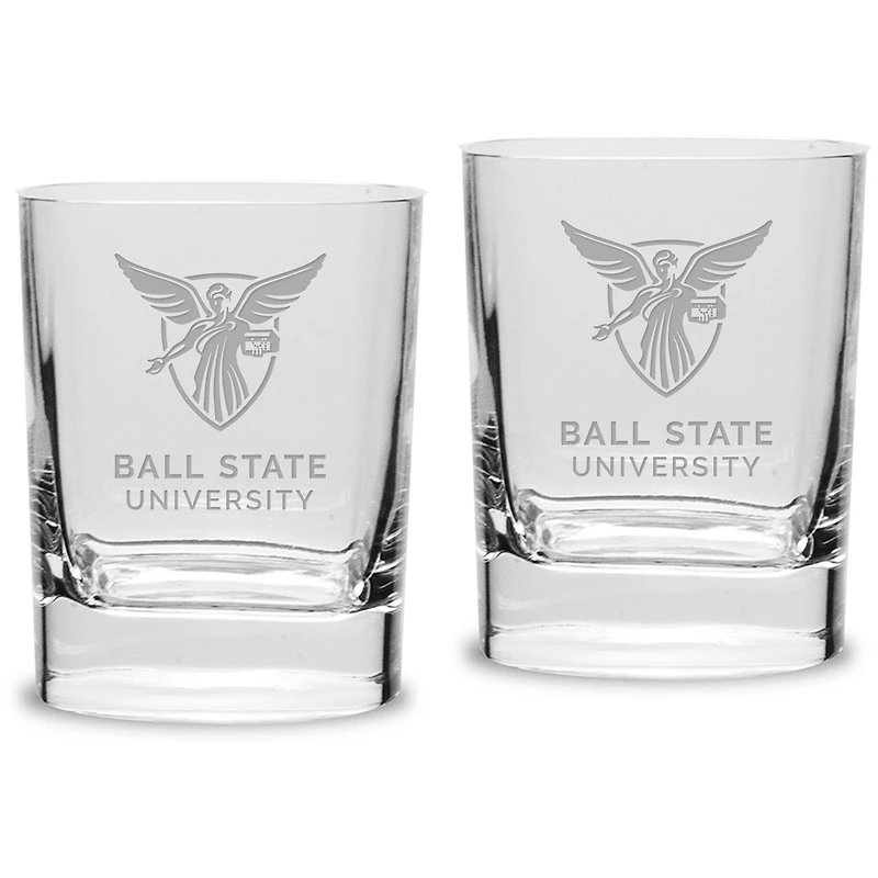 Ball State Cardinals 11.75 oz. 2-Piece Square Double Old Fashion Glass Set