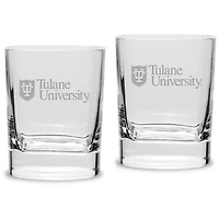 Tulane Green Wave Team 11.75 oz. 2-Piece Square Double Old Fashion Glass Set