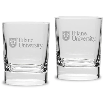 Tulane Green Wave Team 11.75 oz. 2-Piece Square Double Old Fashion Glass Set