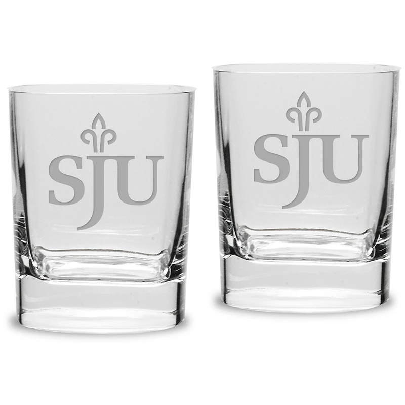Saint Joseph's Hawks 11.75 oz. 2-Piece Square Double Old Fashion Glass Set