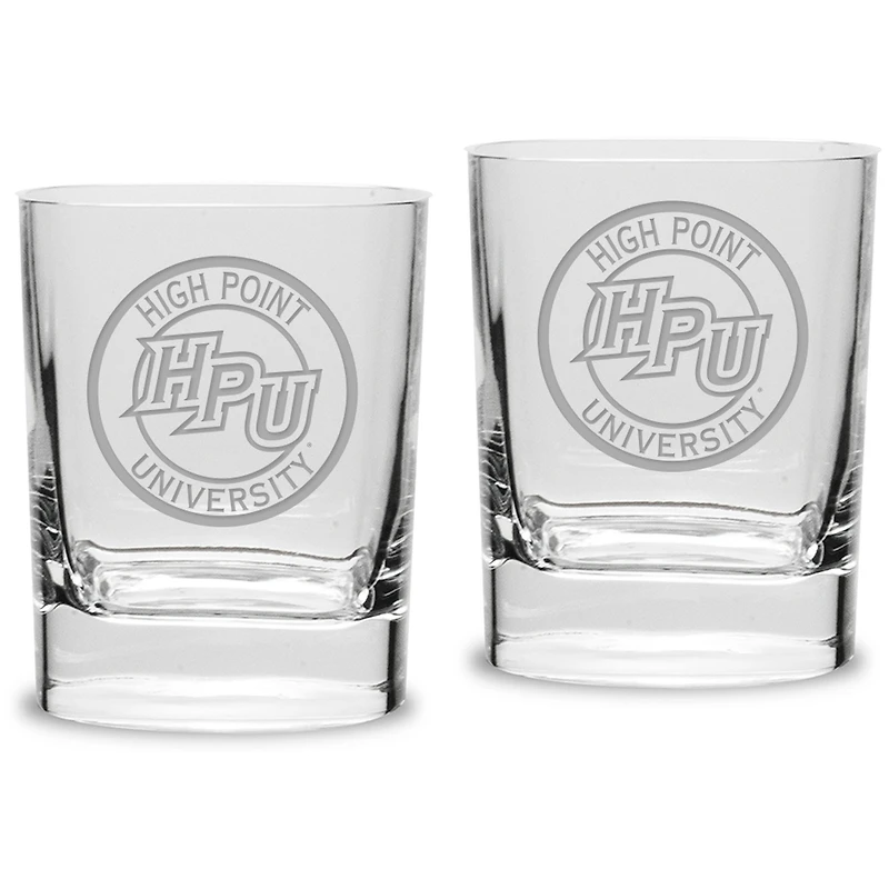 High Point Panthers 11.75 oz. 2-Piece Square Double Old Fashion Glass Set