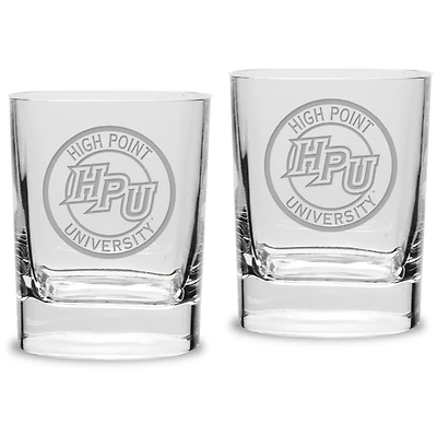 High Point Panthers 11.75 oz. 2-Piece Square Double Old Fashion Glass Set