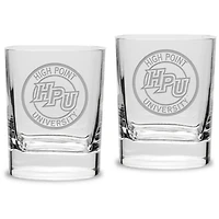 High Point Panthers 11.75 oz. 2-Piece Square Double Old Fashion Glass Set