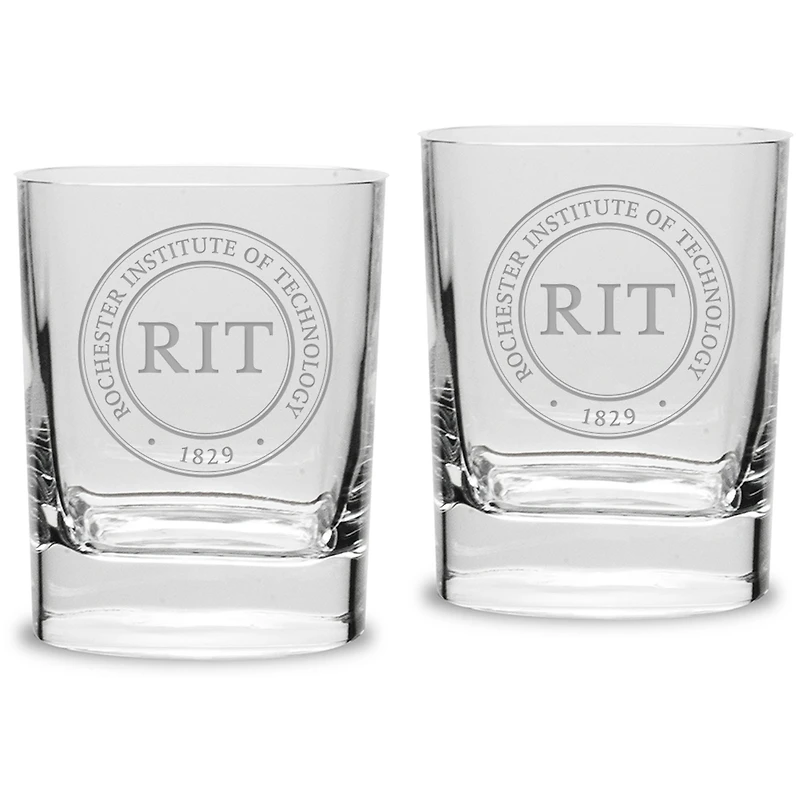 Rochester Institute of Technology Tigers 11.75 oz. 2-Piece Square Double Old Fashion Glass Set