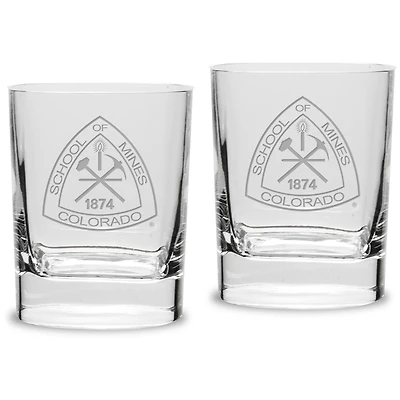 Colorado School of Mines Orediggers 11.75 oz. 2-Piece Square Double Old Fashion Glass Set