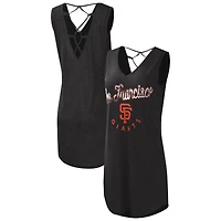 Women's G-III 4Her by Carl Banks Black San Francisco Giants Game Time Slub Beach V-Neck Cover-Up Dress