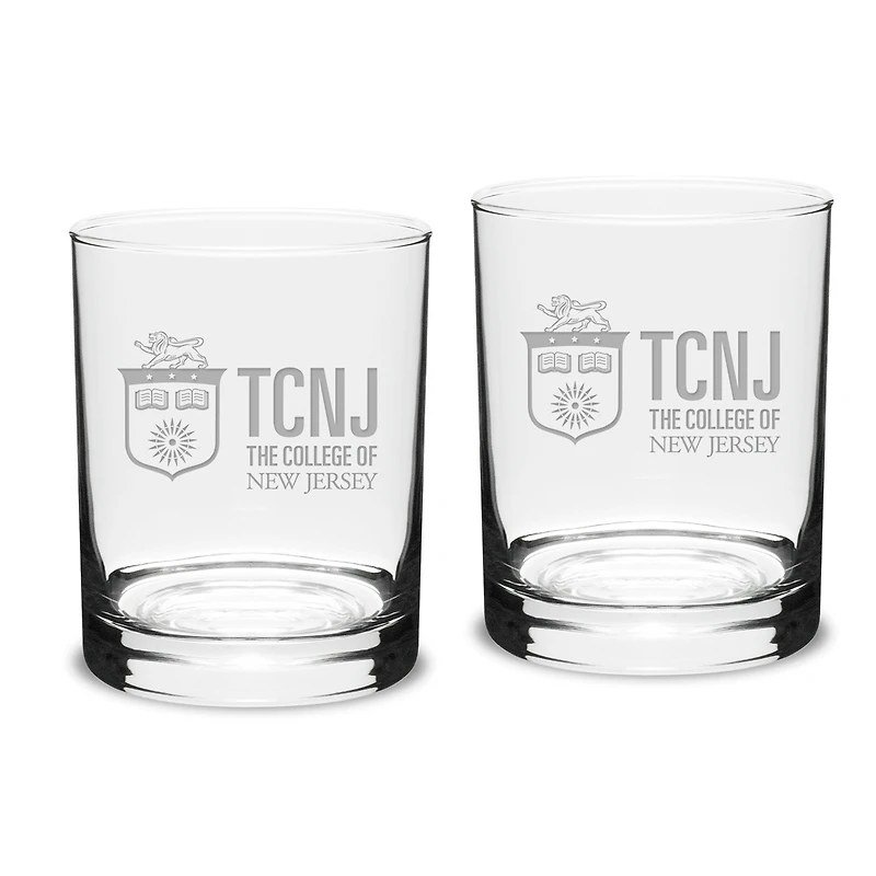 College of New Jersey Lions 14oz. 2-Piece Classic Double Old Fashioned Glass Set