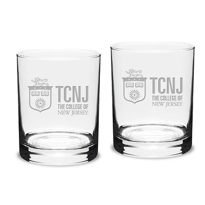 College of New Jersey Lions 14oz. 2-Piece Classic Double Old Fashioned Glass Set