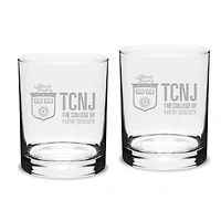 College of New Jersey Lions 14oz. 2-Piece Classic Double Old Fashioned Glass Set