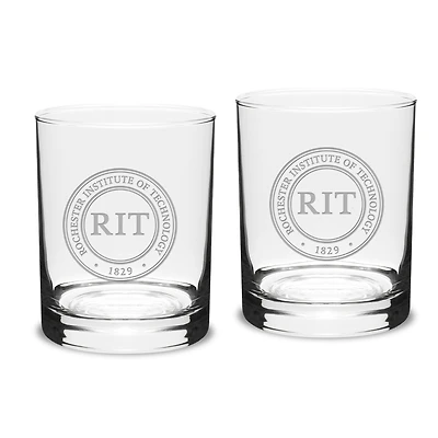 Rochester Institute of Technology Tigers 14oz. 2-Piece Classic Double Old Fashioned Glass Set