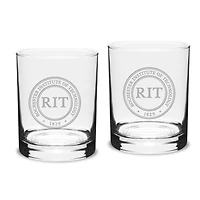 Rochester Institute of Technology Tigers 14oz. 2-Piece Classic Double Old Fashioned Glass Set