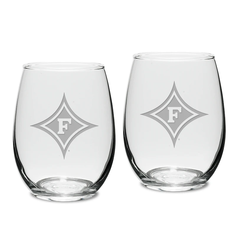 Furman Paladins 15oz. 2-Piece Stemless Wine Glass Set