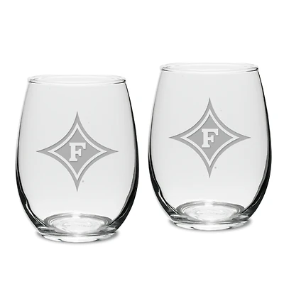 Furman Paladins 15oz. 2-Piece Stemless Wine Glass Set