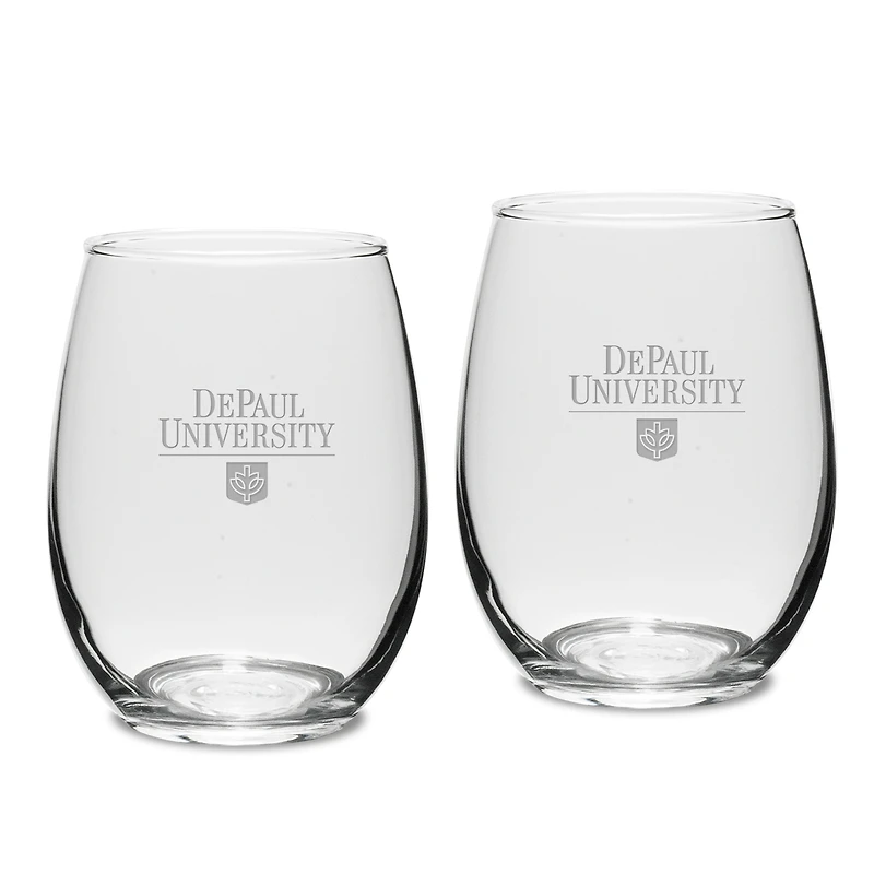 DePaul Blue Demons 15oz. 2-Piece Stemless Wine Glass Set