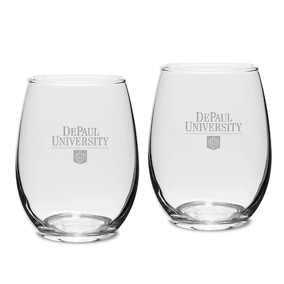 DePaul Blue Demons 15oz. 2-Piece Stemless Wine Glass Set